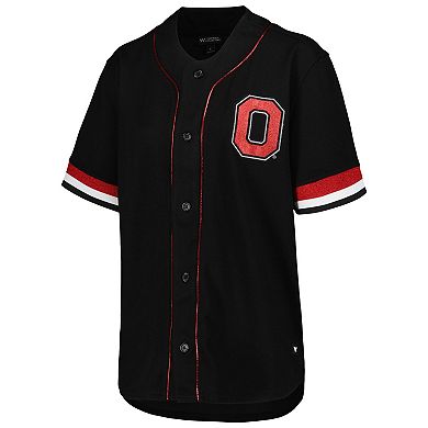 Women's The Wild Collective Black Ohio State Buckeyes Button-Up Baseball Shirt