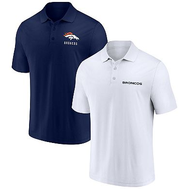 Men's Fanatics Branded White/Navy Denver Broncos Lockup Two-Pack Polo Set