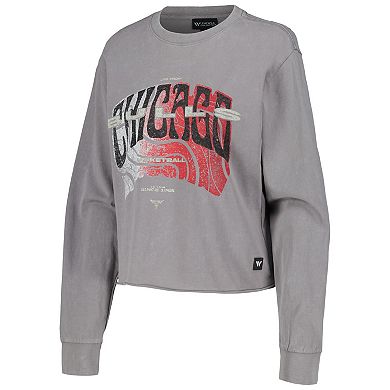 Women's The Wild Collective  Gray Chicago Bulls Band Cropped Long Sleeve T-Shirt