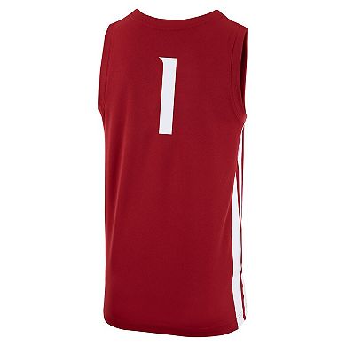Men's Nike #1 Crimson Washington State Cougars Logo Replica Basketball Jersey
