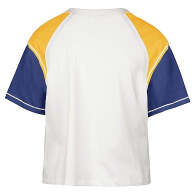 Women's '47 Cream Golden State Warriors Premier Raglan Cropped T-Shirt