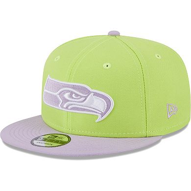 Men's New Era Neon Green/Lavender Seattle Seahawks Two-Tone Color Pack 9FIFTY Snapback Hat