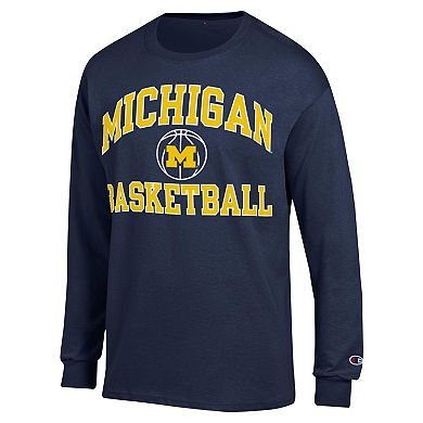 Men's Champion Navy Michigan Wolverines Basketball Icon Long Sleeve T-Shirt