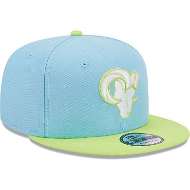 Men's New Era Light Blue/Neon Green Los Angeles Rams Two-Tone Color Pack 9FIFTY Snapback Hat