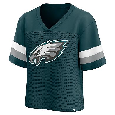 Women's Fanatics Branded Midnight Green Philadelphia Eagles Established Jersey Cropped V-Neck T-Shirt