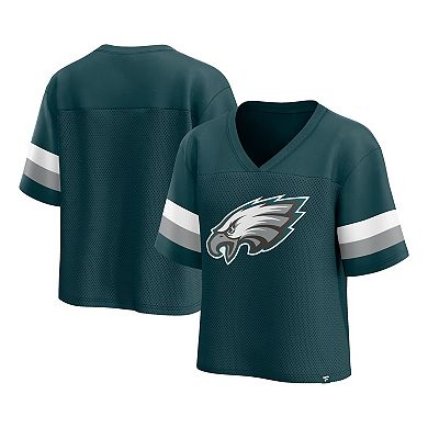 Women's Fanatics Branded Midnight Green Philadelphia Eagles Established Jersey Cropped V-Neck T-Shirt