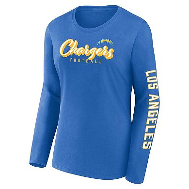 Women's Fanatics Branded Powder Blue/White Los Angeles Chargers Two-Pack Combo Cheerleader T-Shirt Set