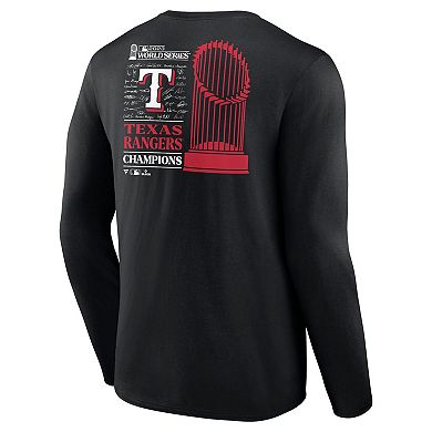 Men's Fanatics Branded Black Texas Rangers 2023 World Series Champions Signature Roster Long-Sleeve T-Shirt