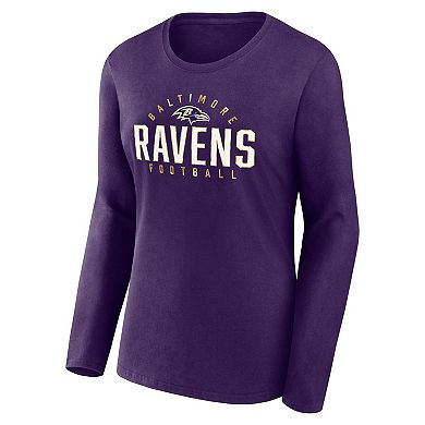 Women's Fanatics Branded Purple Baltimore Ravens Plus Size Foiled Play Long Sleeve T-Shirt