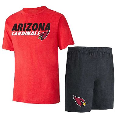 Men's Concepts Sport Black/Cardinal Arizona Cardinals Meter T-Shirt & Shorts Sleep Set