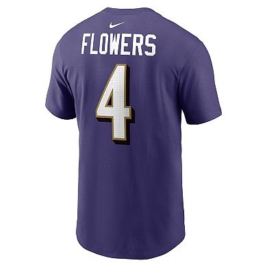 Men's Nike Zay Flowers Purple Baltimore Ravens  Player Name & Number T-Shirt