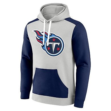 Men's Fanatics Branded Silver/Navy Tennessee Titans Big & Tall Team Fleece Pullover Hoodie