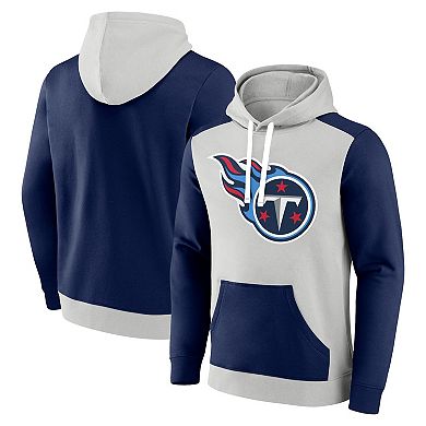 Men's Fanatics Branded Silver/Navy Tennessee Titans Big & Tall Team Fleece Pullover Hoodie