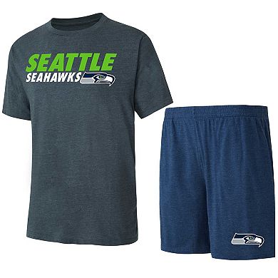 Men's Concepts Sport Navy/Charcoal Seattle Seahawks Meter T-Shirt & Shorts Sleep Set