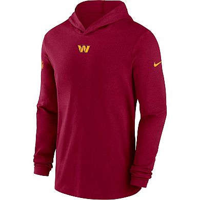Men's Nike Burgundy Washington Commanders Sideline Performance Long Sleeve Hoodie T-Shirt