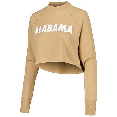 Women's Tan Alabama Crimson Tide Raglan Cropped Sweatshirt & Sweatpants Set
