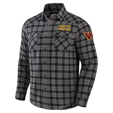 Men's NFL x Darius Rucker Collection by Fanatics Gray Washington Commanders Flannel Long Sleeve Button-Up Shirt