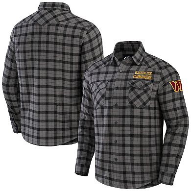 Men's NFL x Darius Rucker Collection by Fanatics Gray Washington Commanders Flannel Long Sleeve Button-Up Shirt