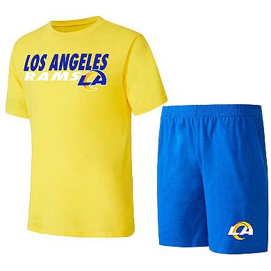 Men's Concepts Sport Royal/Gold Los Angeles Rams Meter T-Shirt & Shorts Sleep Set