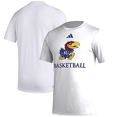 Men's adidas  White Kansas Jayhawks Fadeaway Basketball Pregame AEROREADY T-Shirt