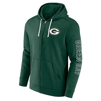 Men's Fanatics Branded  Green Green Bay Packers Offensive Lineup Hoodie Full-Zip Hoodie