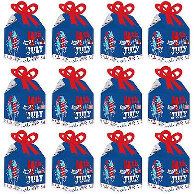 Big Dot Of Happiness Firecracker 4th Of July - Square Favor Gift Boxes Party Bow Boxes 12 Ct