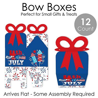 Big Dot Of Happiness Firecracker 4th Of July - Square Favor Gift Boxes Party Bow Boxes 12 Ct