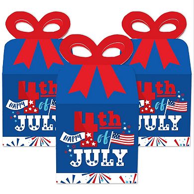 Big Dot Of Happiness Firecracker 4th Of July - Square Favor Gift Boxes Party Bow Boxes 12 Ct