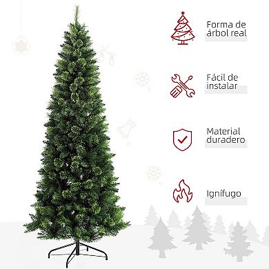 Homcom 6' Skinny Artificial Christmas Tree With Auto Open, Pine Needles