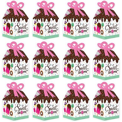 Big Dot Of Happiness Sweet Shoppe - Square Favor Gift Boxes - Bow Boxes - 12 Ct