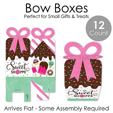 Big Dot Of Happiness Sweet Shoppe - Square Favor Gift Boxes - Bow Boxes - 12 Ct