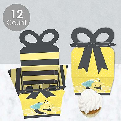 Big Dot Of Happiness Honey Bee - Square Favor Gift Boxes - Party Bow Boxes - 12 Ct