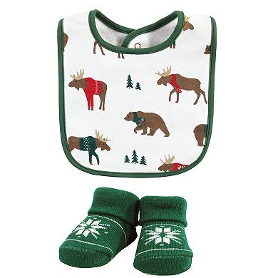 Unisex Baby Cotton Bib And Sock Set, Moose Be Christmas, One Size