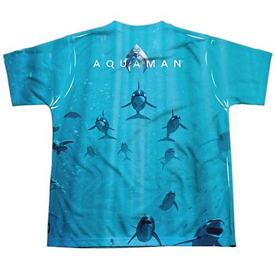 Aquaman Movie Poster Short Sleeve Youth Poly Crew T-shirt