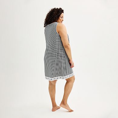 Plus Size Croft & Barrow® Short Sleeve Smocking Sleep Gown