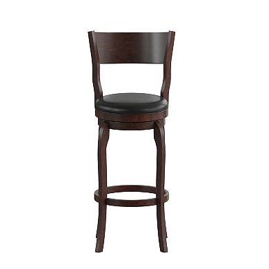 Merrick Lane Tally 30" Classic Wooden Back Swivel Bar Stool with Upholstered Padded Seat