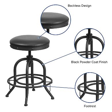 Merrick Lane Adrienne Counter Backless Stool with Swivel Seat Height Adjustment and Footrest