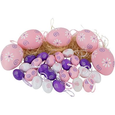 Northlight 29-count 3.25" Pastel Pink Purple and White Spring Easter Egg Ornaments Set