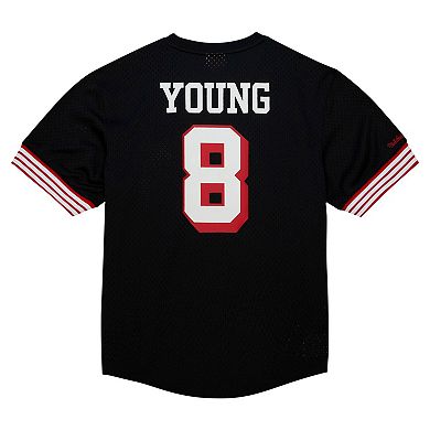 Men's Mitchell & Ness Steve Young Black San Francisco 49ers Retired Player Name & Number Mesh Top