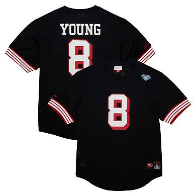 Men's Mitchell & Ness Steve Young Black San Francisco 49ers Retired Player Name & Number Mesh Top