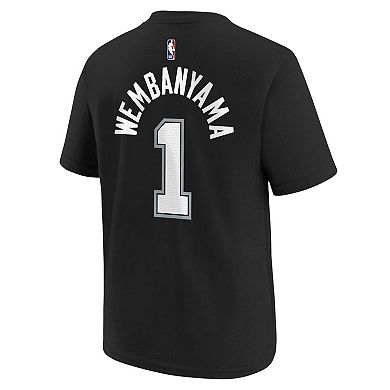 Youth Victor Wembanyama Black San Antonio Spurs Icon Name & Number T-Shirt