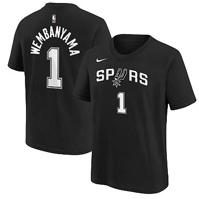 Youth Victor Wembanyama Black San Antonio Spurs Icon Name & Number T-Shirt