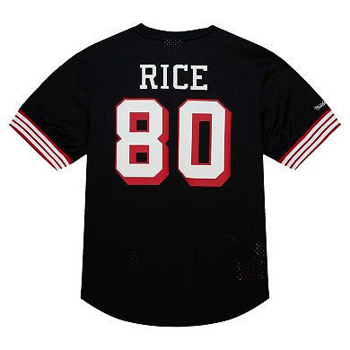 Men's Mitchell & Ness Jerry Rice Black San Francisco 49ers Retired Player Name & Number Mesh Top