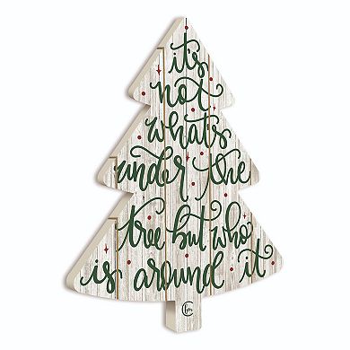 18" White and Green "Under the Tree" Cutout Christmas Wall Décor