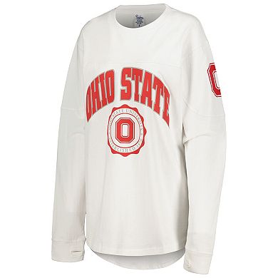 Women's Pressbox White Ohio State Buckeyes Edith Long Sleeve T-Shirt