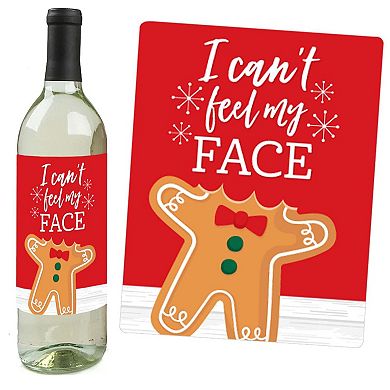 Big Dot Of Happiness Gingerbread Christmas - Holiday Party Wine Bottle Label Stickers 4 Ct