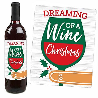 Big Dot Of Happiness Gingerbread Christmas - Holiday Party Wine Bottle Label Stickers 4 Ct