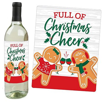 Big Dot Of Happiness Gingerbread Christmas - Holiday Party Wine Bottle Label Stickers 4 Ct