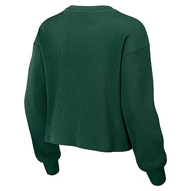 Women's WEAR by Erin Andrews Green Green Bay Packers Waffle Knit Long Sleeve T-Shirt & Shorts Lounge Set