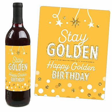 Big Dot Of Happiness Golden Birthdayparty Decorations Wine Bottle Label Stickers - Set Of 4